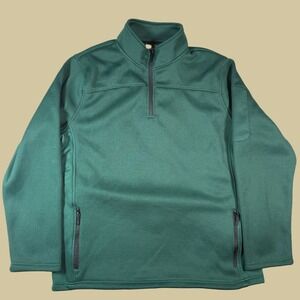 Telluride Clothing Co Men's XL Green Fleece Quarter Zip Pullover Zip Pockets